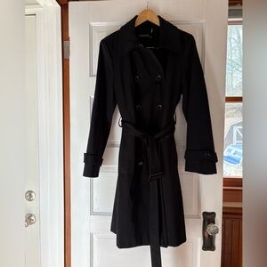 Classic Calvin Klein Women's Black Trench Coat Raincoat M